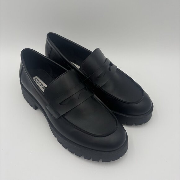 Steve Madden Course Lug Loafer Shoes Slip On Womens Size 10 Goth - Picture 3 of 11